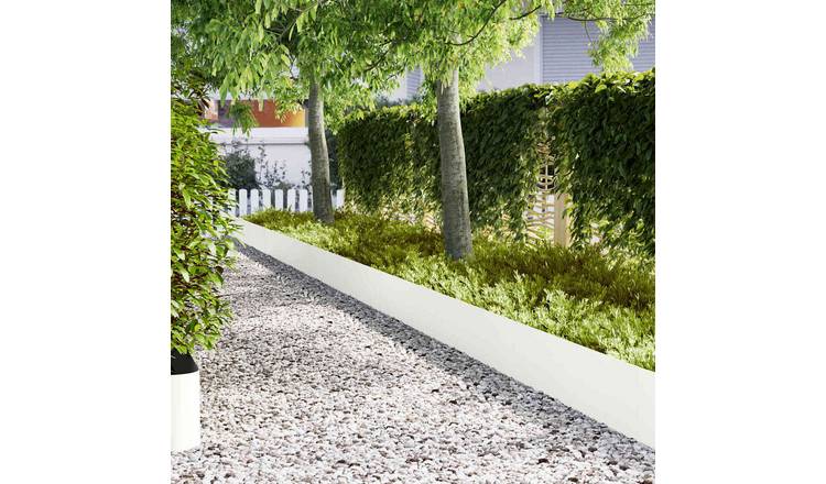 Walplus Pack of 10 Cold Rolled Steel Lawn Edging - White - 100 x 0.05 x 30 cm