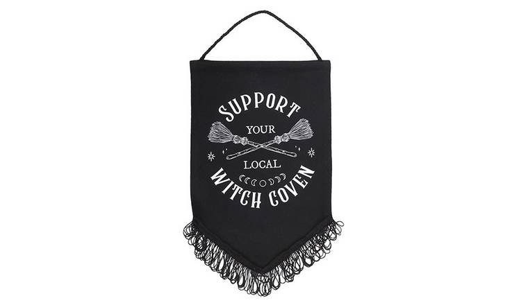 Something Different Support Your Local Coven Fabric Hanging Banner - Black/White