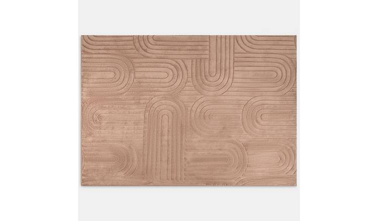 OHS Tufted Arches Rug Soft Floor Carpet Non Slip Area Mat 80 x 150cm - Mocha