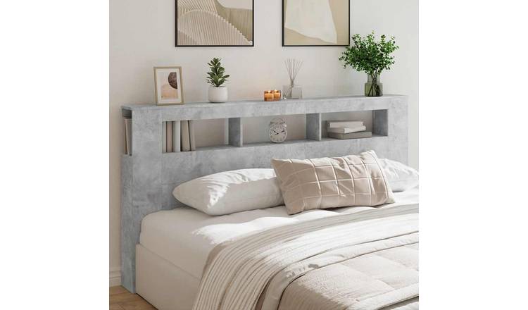 Walplus Engineered Wood LED Headboard - Granite Grey - 200 x 18.5 x 103.5 cm
