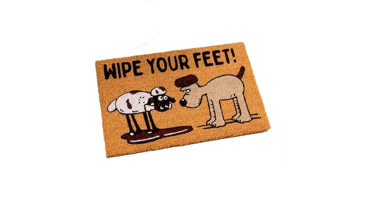 Wallace and Gromit Wipe Your Feet Door Mat - Brown