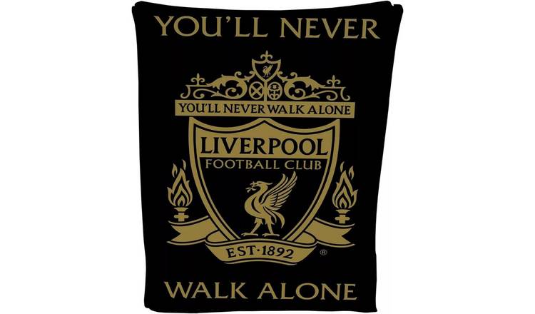 Liverpool FC Fleece Crest Black & Gold Blanket - 100cm x 150cm