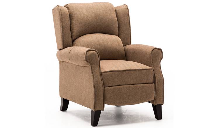 Furniture Online Eaton Wingback Herringbone Pushback Recliner Chair - Beige
