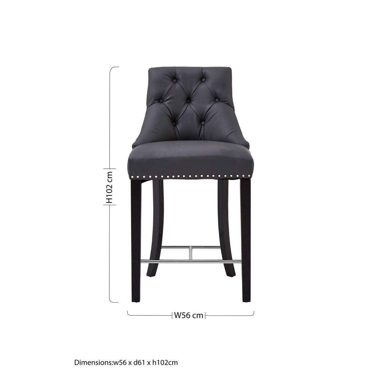 Orsina Regents Park Faux Leather Bar Chair - Grey - Image 4