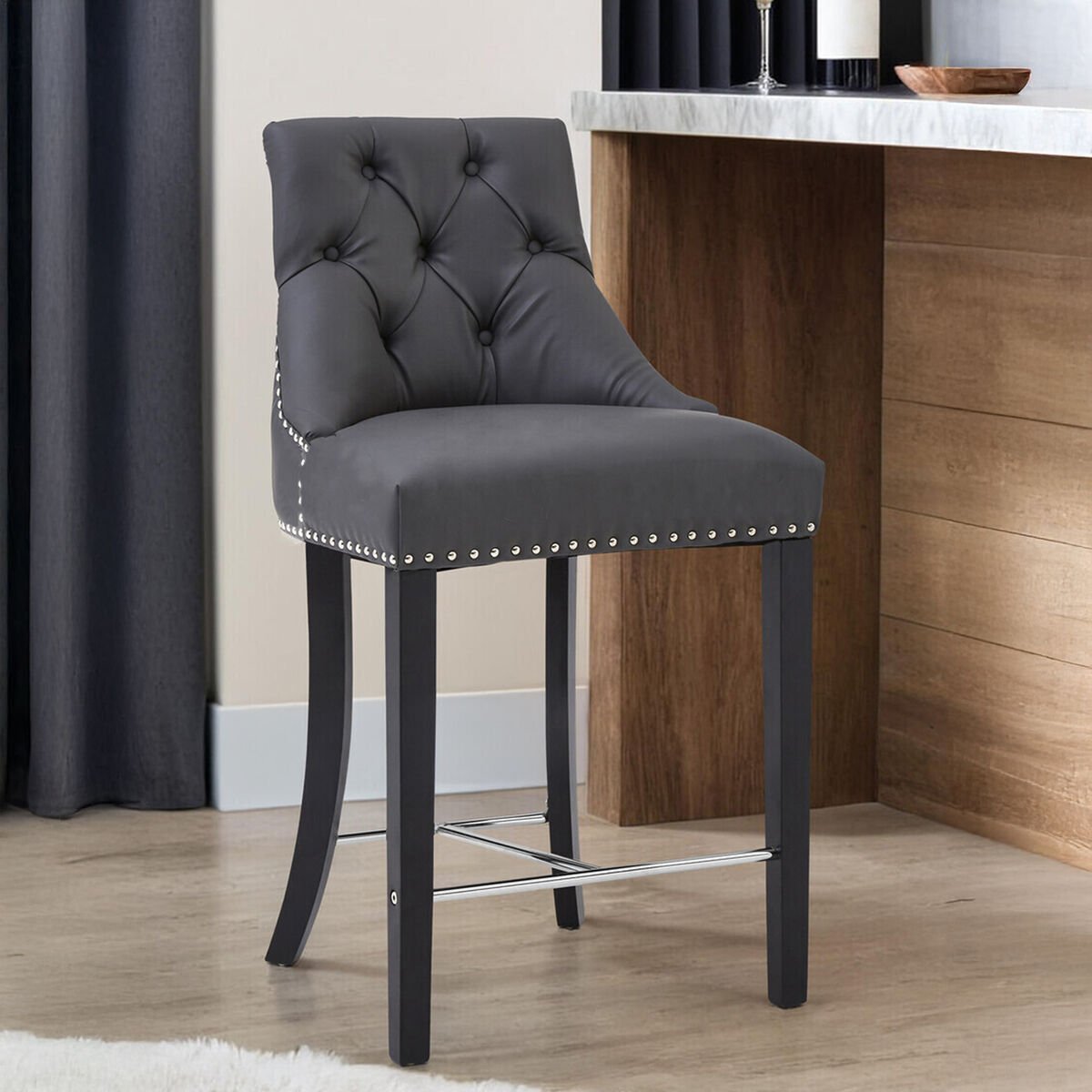 Orsina Regents Park Faux Leather Bar Chair - Grey - Image 3