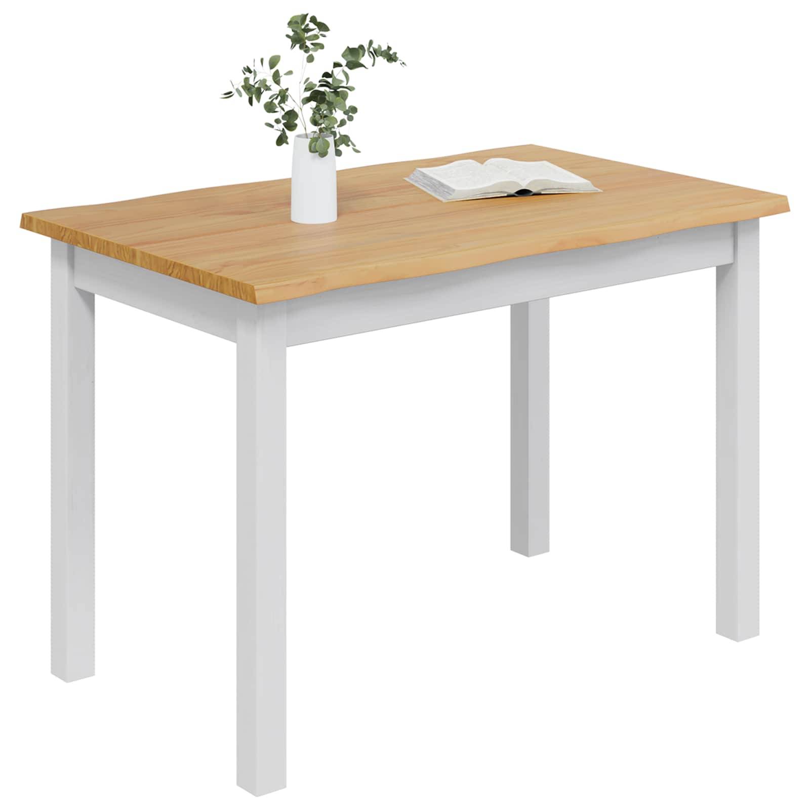 Walplus Solid Pine Dining Table - White - 112 x 70 x 76.5 cm - Image 3