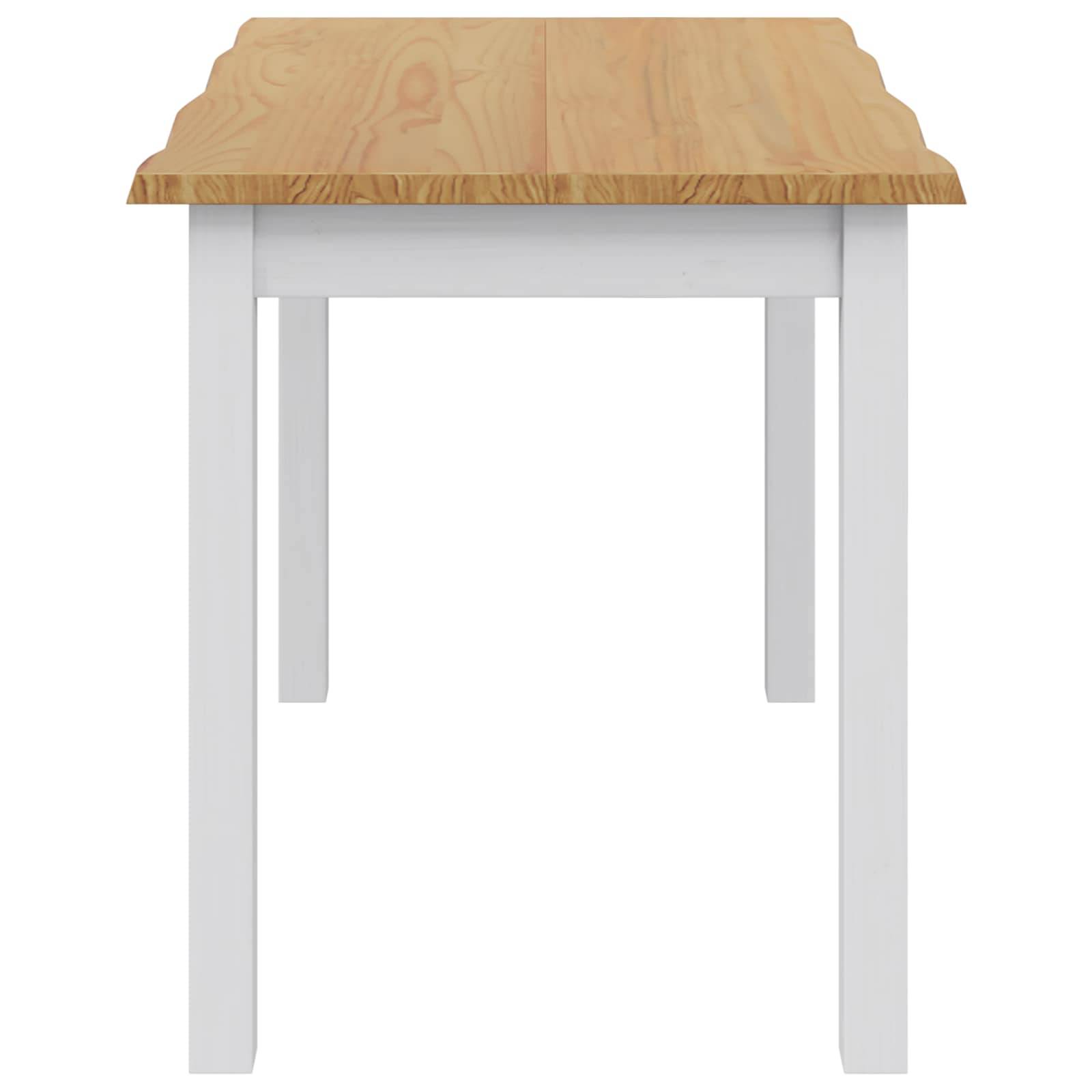 Walplus Solid Pine Dining Table - White - 112 x 70 x 76.5 cm - Image 5
