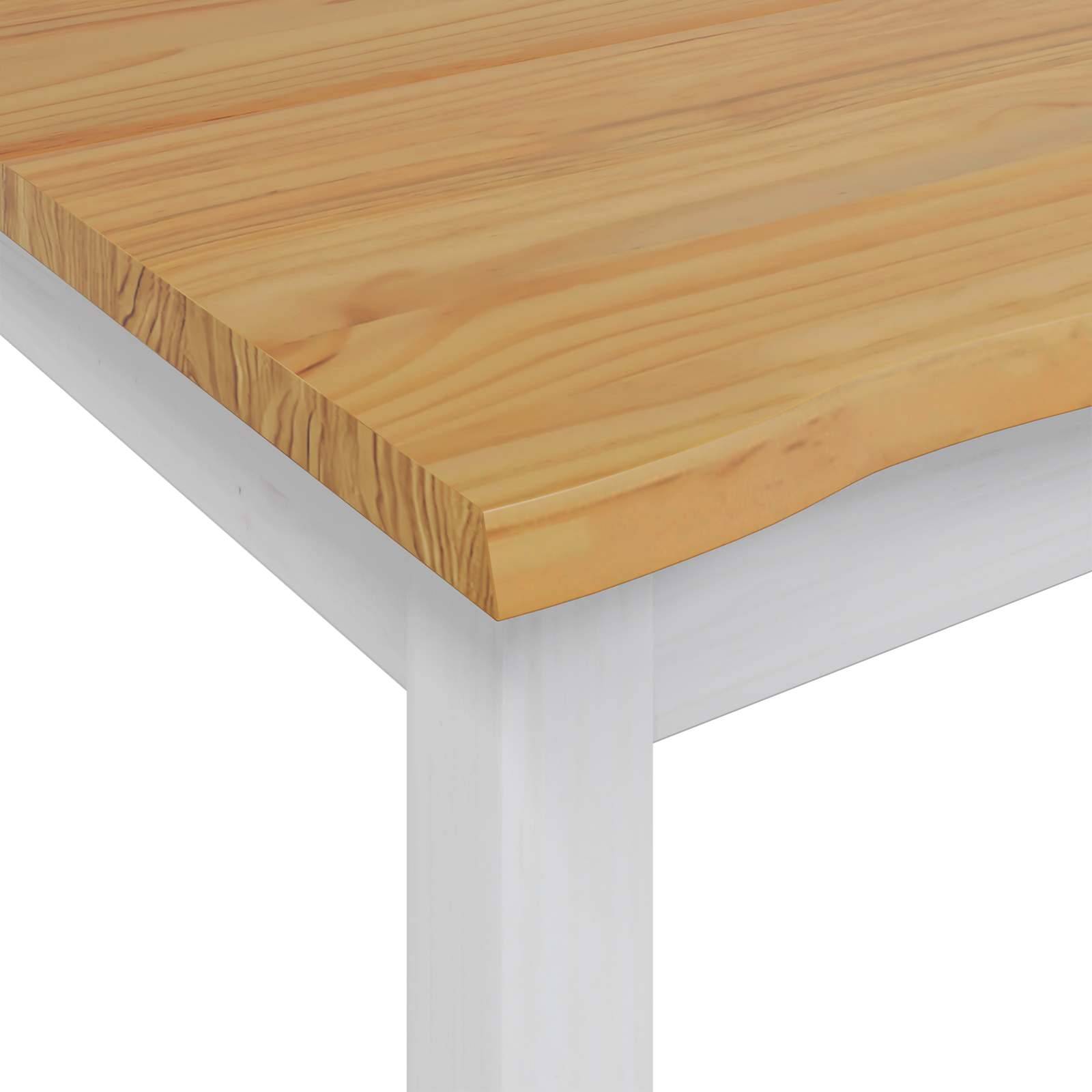 Walplus Solid Pine Dining Table - White - 112 x 70 x 76.5 cm - Image 7