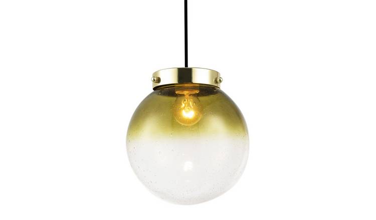 Happy Homewares Ombre Green and Clear Bubble Glass Pendant Shade - 21cm