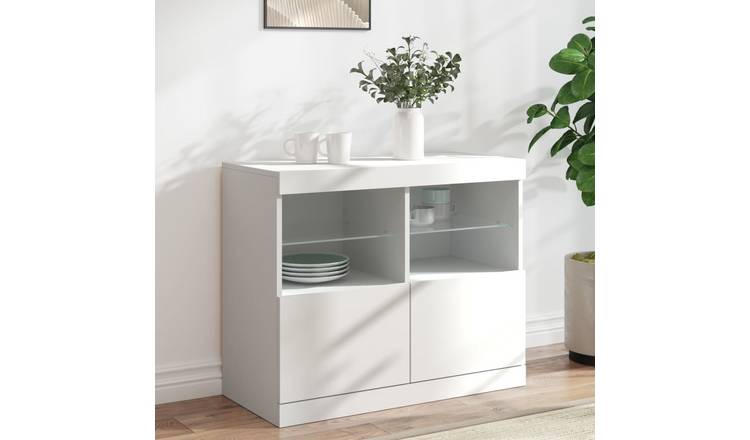 Walplus Engineered Wood LED Sideboard - White - 81 x 37 x 67 cm