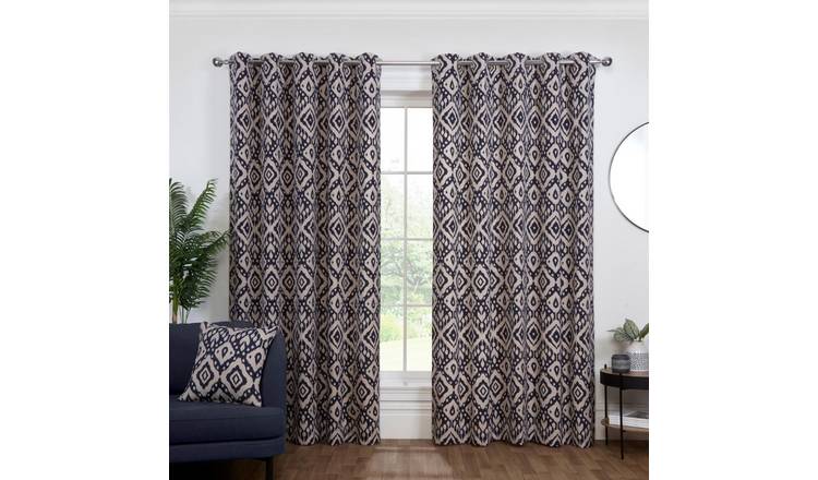 Sundour Marrakech Eyelet Curtains - Navy - 168 x 137cm