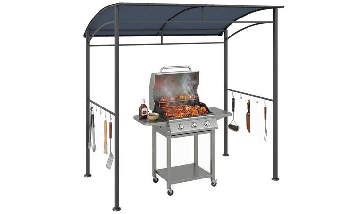 Outsunny BBQ Grill Gazebo Tent with Metal Frame - Dark Grey