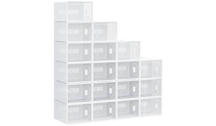 HOMCOM 18PCS Magnetic Door Shoe Box - Clear