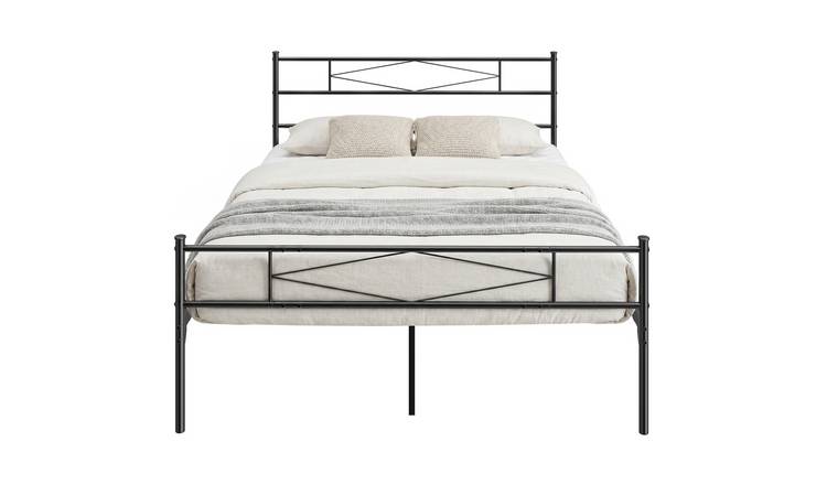 HOMCOM 5FT King Metal Platform Bed Frame with Headboard and Footboard - Black