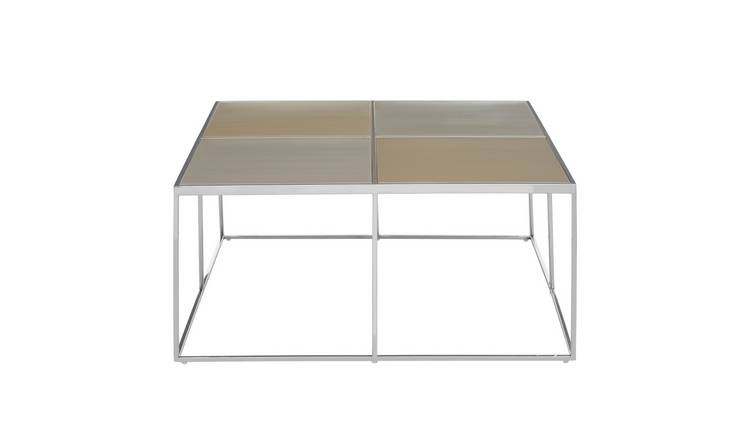 Orsina Checked Metal Coffee Table - Silver and Gold