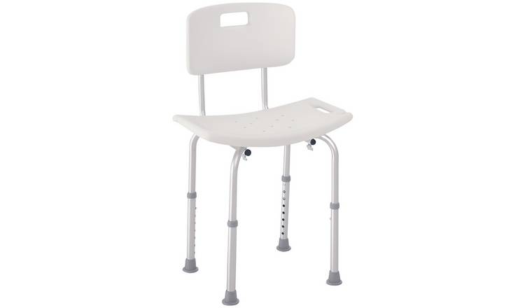 HOMCOM Aluminium Shower Stool with Adjustable Positions - Cream White