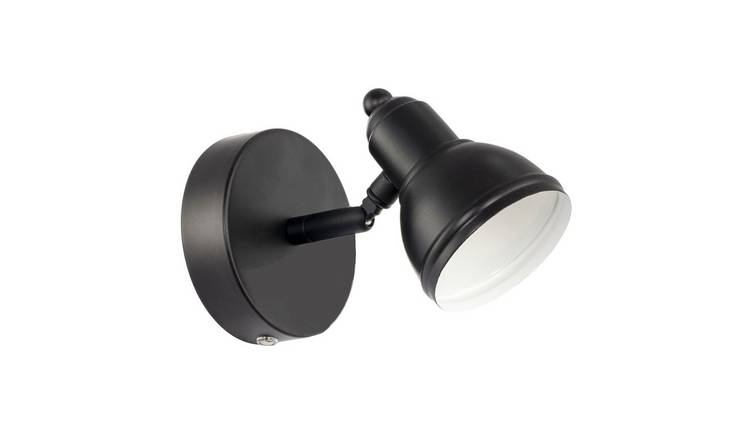 Happy Homewares Black Rechargeable Dimmable Spot in Matte Wall Light - 10cm