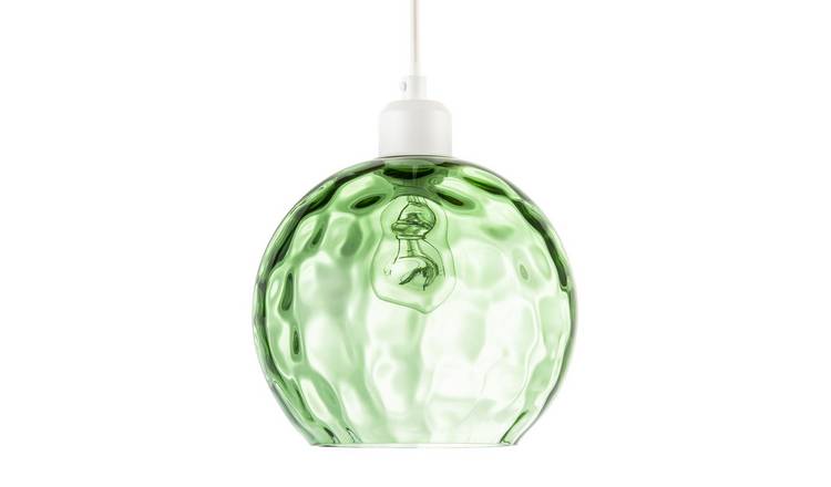 Happy Homewares Emerald Green Dimpled Round Glass Pendant Shade - 20cm