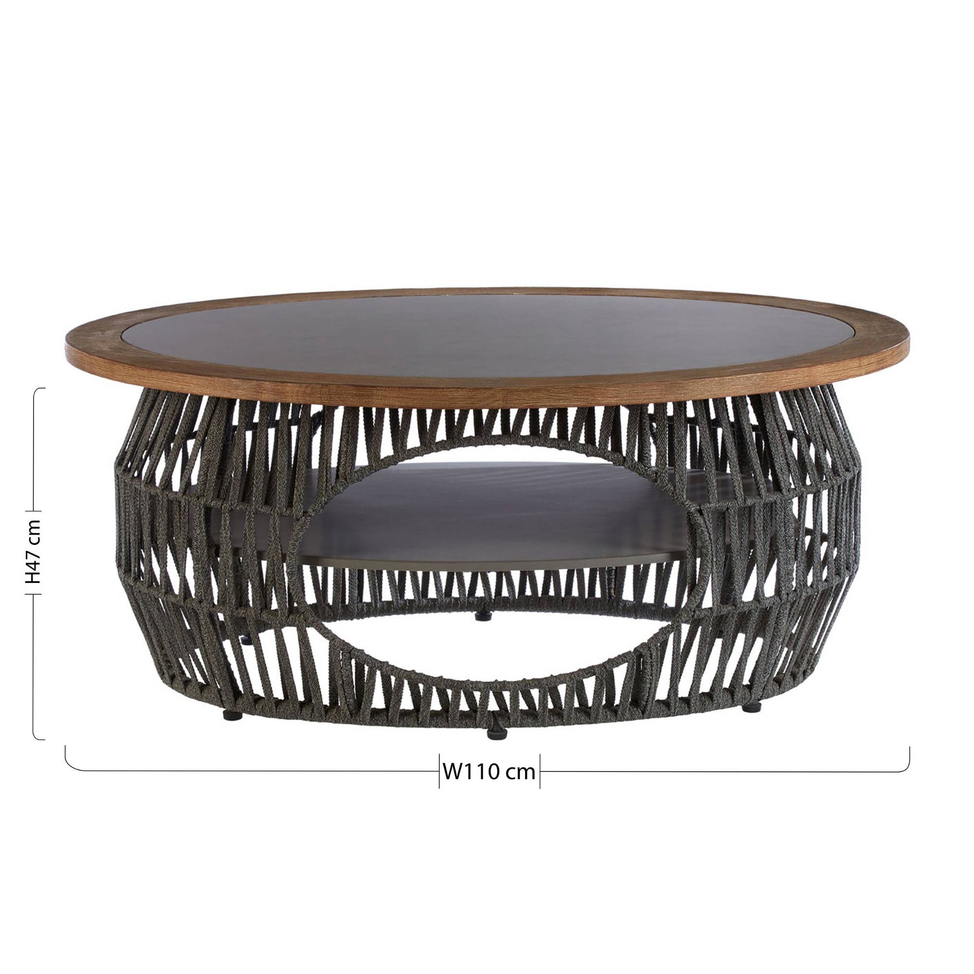 Orsina Marble Effect Round Coffee Table - Grey and Oak - Image 5