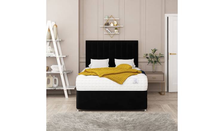Bed Choices Alaska Single 2 Drawer 54" Headboard Divan Bed Set - Black