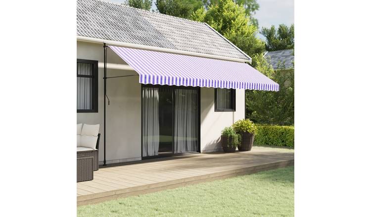 Walplus Polyester Awning Replacement Fabric - Blue and White - 500 cm