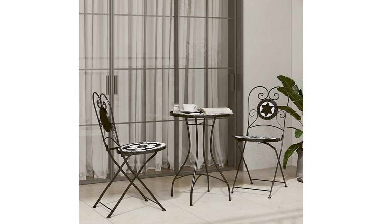 Walplus Iron Folding Bistro Set - Black - 50 x 70 cm