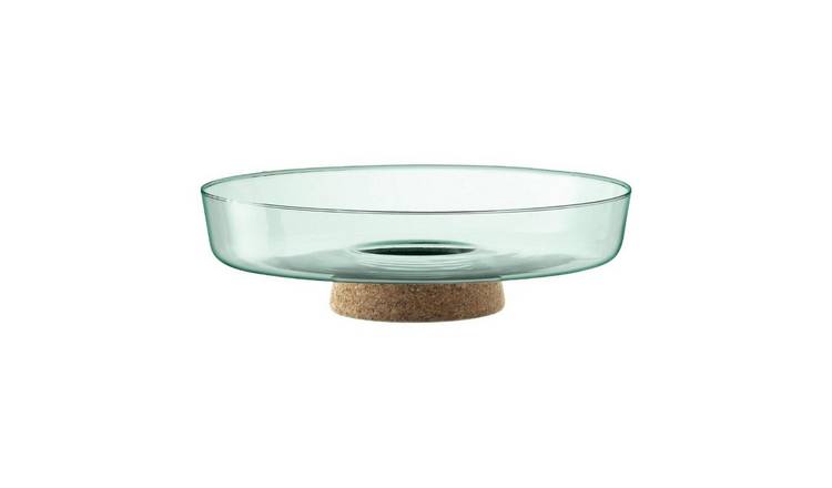 LSA International Glass Planting Bowl Diameter 28cm with Cork Stem - Clear Glass