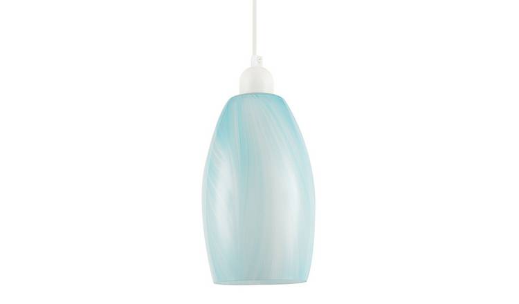 Happy Homewares Sky Blue Marble Effect Glass Cylindrical Pendant Shade - 12cm