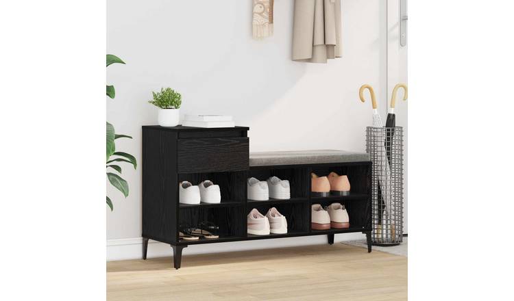 Walplus 6-Shelf Engineered Wood Shoe Cabinet - Black Oak - 102 x 36 x 60 cm