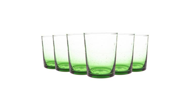 Nicola Spring Meknes Recycled Glass Tumblers - 215ml - Green - Pack of 6