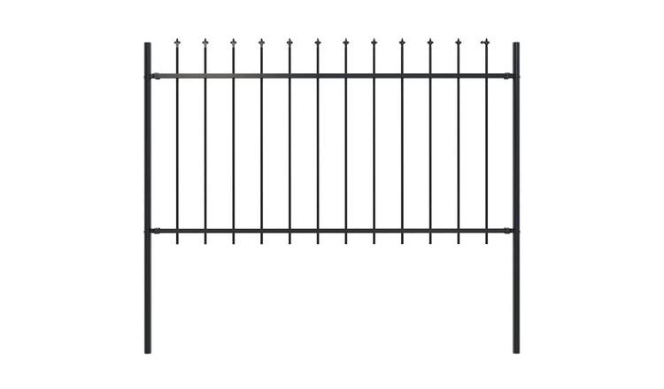 Walplus Steel Garden Fence "Woerden" with Spear Top - Black - 181 x 3.4 x 150 cm