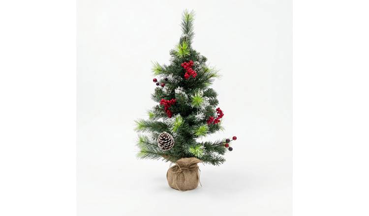 Homescapes Artificial Burlap Pinecone & Berry Arrangement - Green
