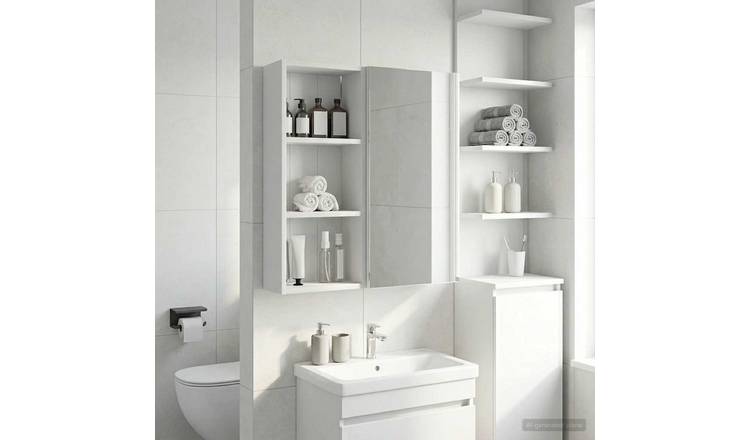 Walplus Engineered Wood Bathroom Wall Cabinet - White - 30 x 14 x 70 cm