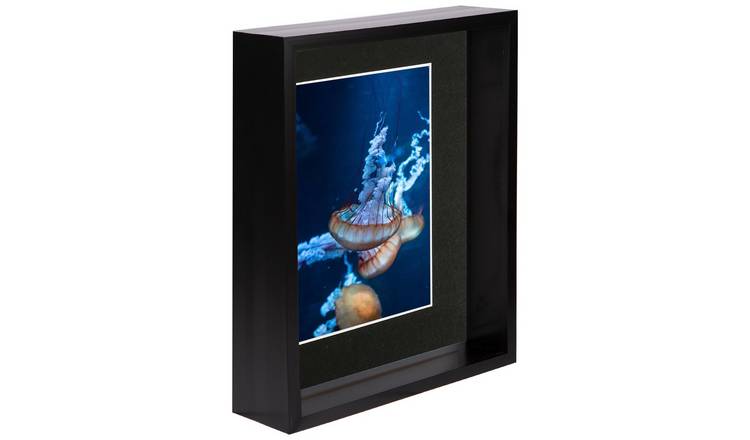 Nicola Spring 8" x 10" Black 3D Deep Box Photo Frame 5" x 7" Mount