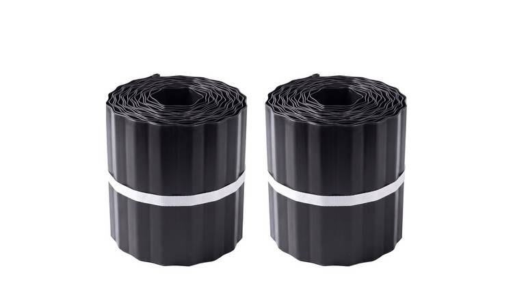 Primrose Black Coated Steel Corrugated Metal Lawn Edging Roll - 10m