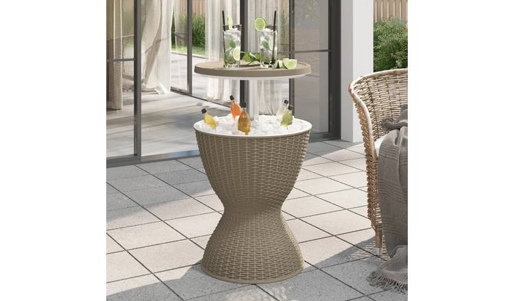 Walplus Poly Rattan 3-in-1 Ice Cooler Table Polypropylene - Light Brown - 82 cm