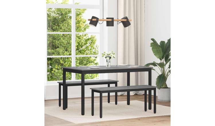 Walplus Rectangular Metal Dinner Table - Grey - 140 x 80 x 75 cm