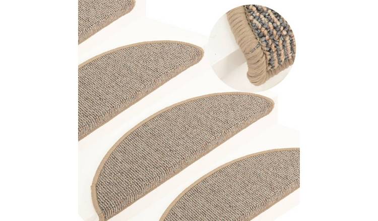 Walplus Pack of 15 Half Round Polypropylene Stair Mats - Brown - 56 x 17 cm