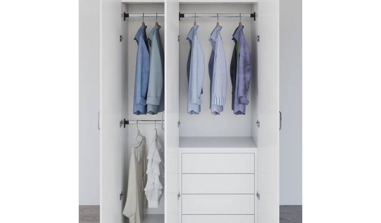 Walplus Pack of 2 Aluminium Telescopic Wardrobe Rails - Silver - 58-100 cm