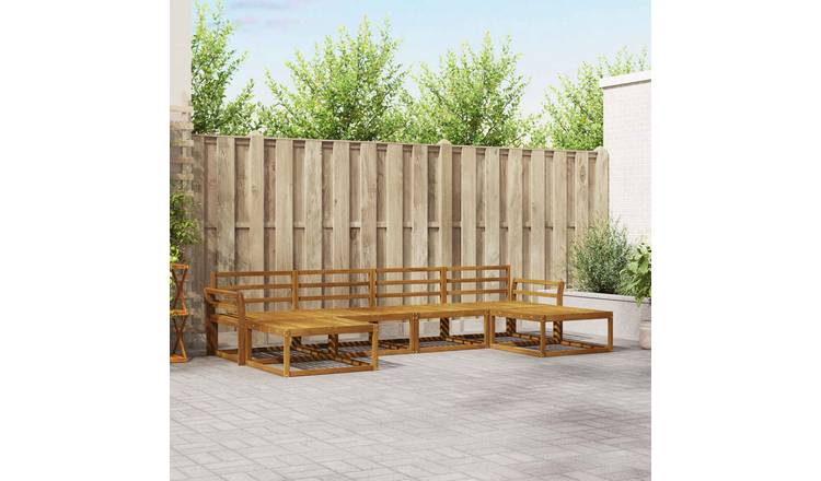 Walplus 6 Piece Solid Acacia Outdoor Sofa Set - Natural - 333 x 162.5 x 73 cm