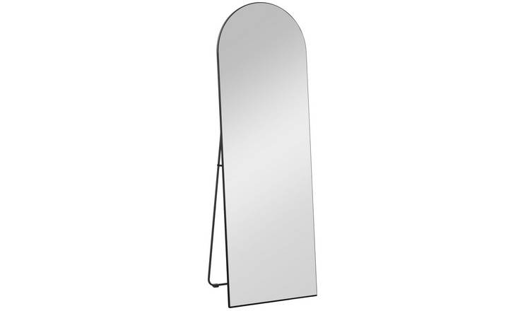 HOMCOM Curved Design Wall Mounted or Leaning Full Length Mirror - Black