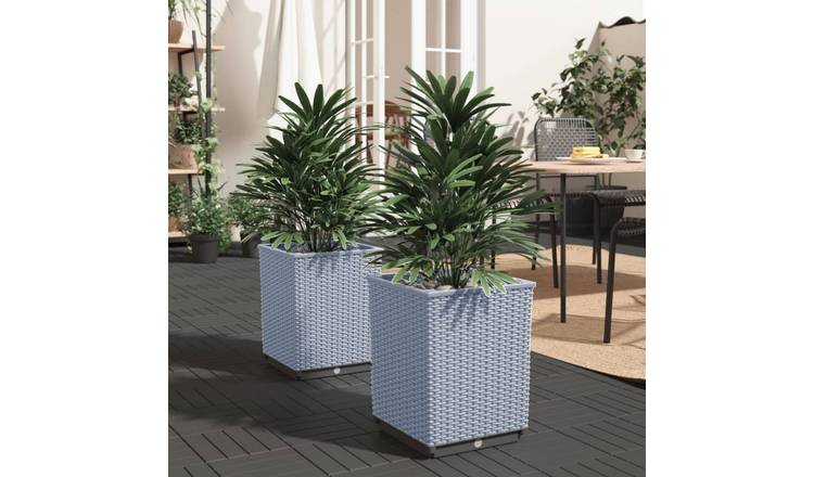 Walplus Pack of 2 Polypropylene Garden Planter - Light Grey - 30 x 30 x 37 cm