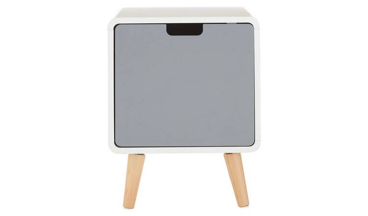 Orsina Milo One-Door Cabinet Side Table - White and Grey