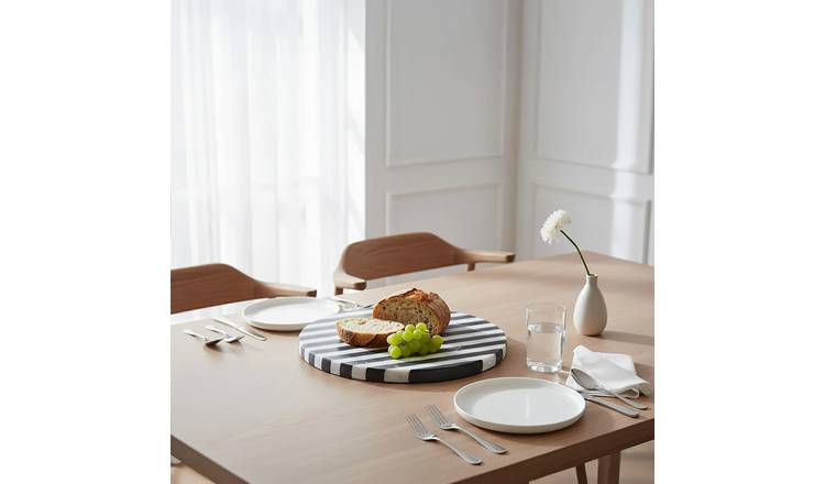 Orsina Soma Small Marble Round Cheese Board - Black and White