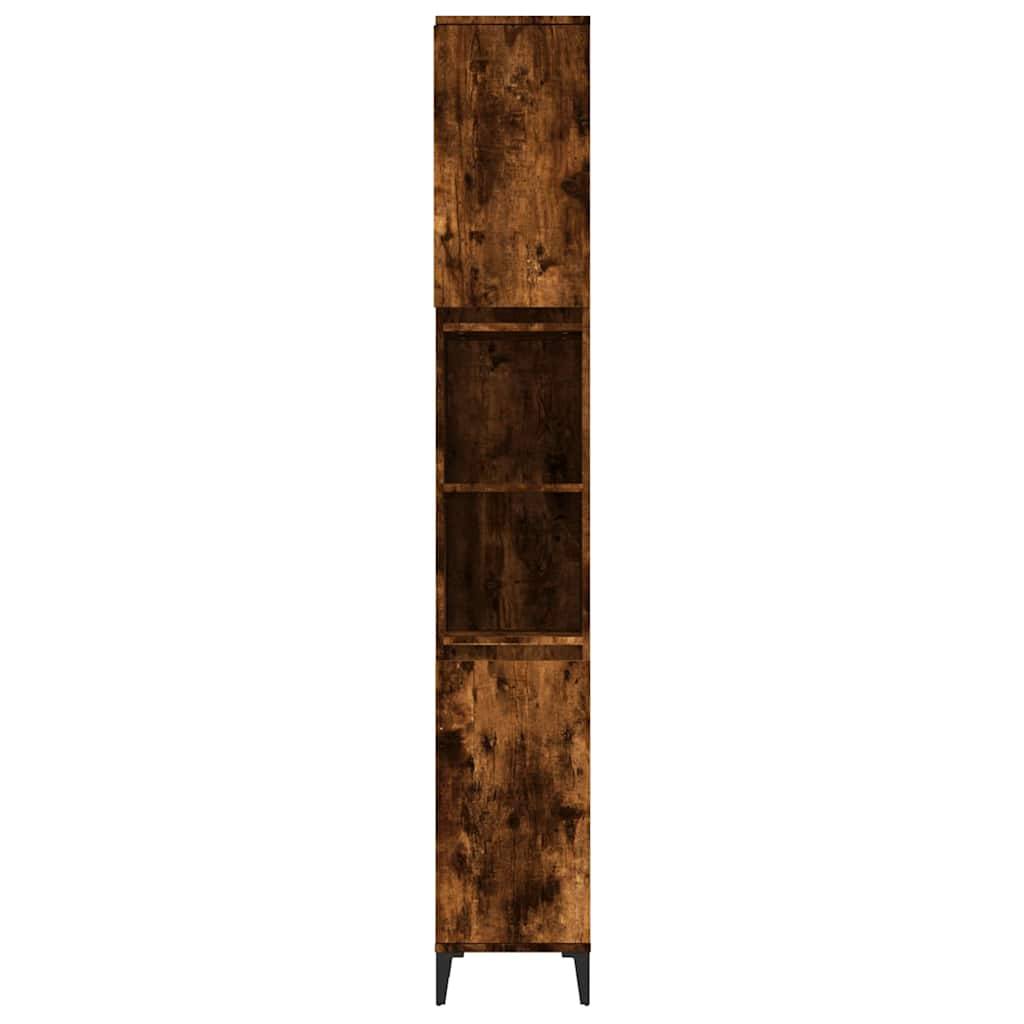 Walplus Engineered Wood Metal Bathroom Cabinet - Smoked Oak - 30 x 30 x 190 cm - Image 7