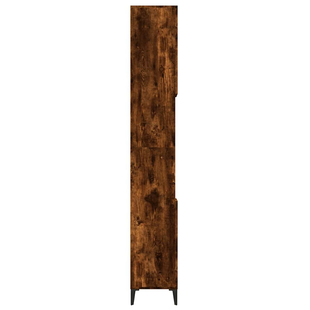 Walplus Engineered Wood Metal Bathroom Cabinet - Smoked Oak - 30 x 30 x 190 cm - Image 8