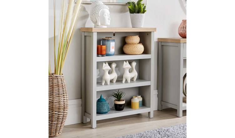 Home Source Avon Low 3 Tier Bookcase - Grey