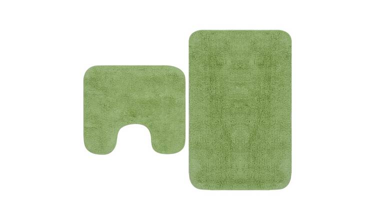 Walplus Pack of 2 Cotton Bathroom Mat Set - Green