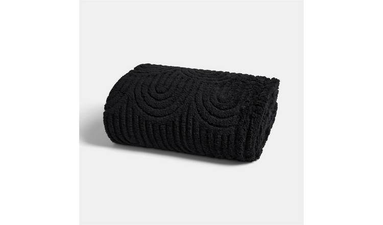 OHS Tufted Arches Teddy Fleece Throw - 125 x 150cm - Black