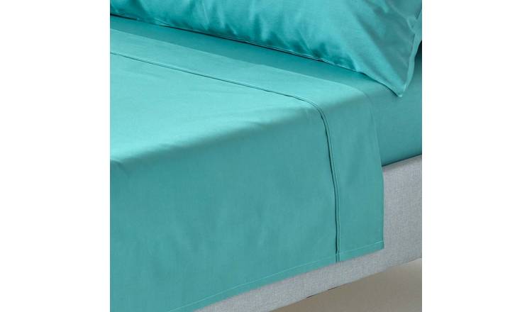 Homescapes Egyptian Cotton Teal Flat Sheet - Single